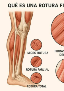 ilustración de rotura de fibras musculares